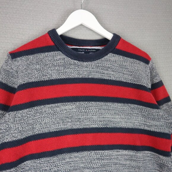 Tommy Hilfiger Knit Striped Sweater Mens Large Vintage - Picture 3 of 5